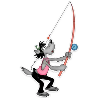 ⚓ bf92401d lupo, pesca, cartoni animati, animale telegram sticker
