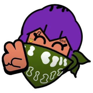 ✌ 04a59071 卡通, 团伙, 和平标志, 角色, 头巾 telegram sticker