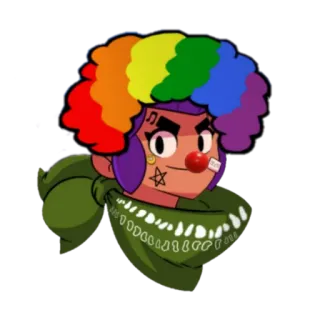 🤡 0f91672f 小丑, 角色, 贴纸, 卡通, 游戏, 彩虹发 telegram sticker