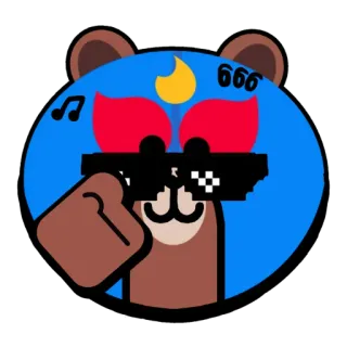 😏 3f21732f 666 动物, 熊, 卡通, 太阳镜, 666, 恶魔 telegram sticker