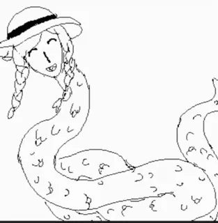 💓 3d94dc99 serpent, femme, hybride, dessin animé, dessin whatsapp sticker