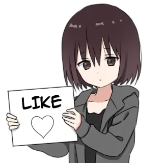 👍 a9034dc2 LIKE アニメガール, いいね, ハート, かわいい, 漫画, 表情, イラスト telegram sticker
