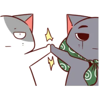 🤝 051edbfe gato, toca aqui, animal, amizade, fofo, desenho animado, adesivo telegram sticker