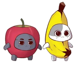 😂 210724e5 apfel, banane, obst, süß, kawaii, cartoon whatsapp sticker