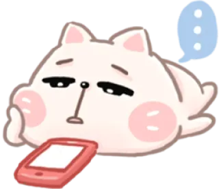 ☹️ d3078d95 kot, zwierzę, słodki, kreskówka, telefon, zmęczony, zwierzę domowe telegram sticker