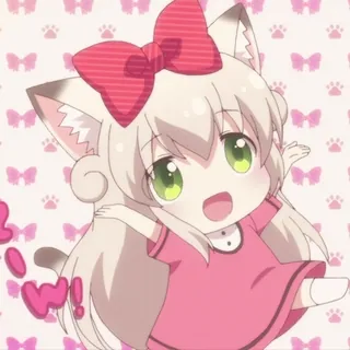 ☺️ 195d9c66 BOW! Anime, Katzenmädchen, niedlich, Schleife, Chibi telegram sticker