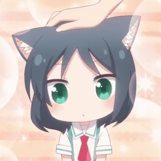 🥰 2096fe2c Anime, Katzenohren, Kawaii, Niedlich, Chibi, Kopf tätscheln, Streicheln telegram sticker