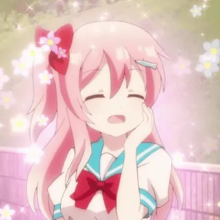 🤩 39d656b1 Anime, Mädchen, rosa Haare, süß, erröten, Schuluniform telegram sticker