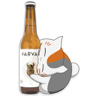 🍺 75834bbc VARVAR kucing, bir, alkohol, imut, Varvar, botol, minuman whatsapp sticker