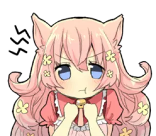 😐 00f56256 Anime, Ragazza gatto, Carina, Capelli rosa, Kawaii, Fiori telegram sticker