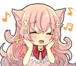 ☺️ 1cba0dbb Anime, Kawaii, Ragazza gatto, Carino, Rosa, Musica, Fiori telegram sticker