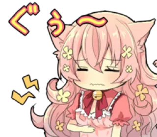 😞 3fa90b13 ぐう Anime, Ragazza gatto, Manga, Carino, Kawaii, Capelli rosa, Imbarazzato telegram sticker