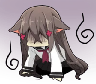 😵 c7a8f098 Anime, Chibi, Orecchie da gatto, Uniforme scolastica, Carino, Kawaii telegram sticker