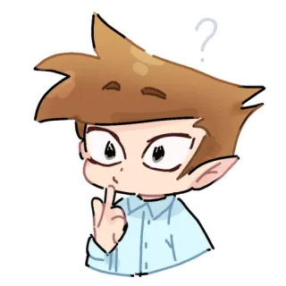 ❔ 57fa0ebe kreskówka, chłopiec, pytanie, myślenie telegram sticker