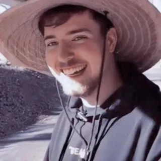 🌟 d56f2566 MrBeast mrbeast, youtuber, influencer, gorro, sonriendo, retrato telegram sticker