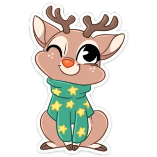 😉 0c76a6f5 순록, 크리스마스, 겨울, 휴일, 귀여운, 동물, 사슴 telegram sticker