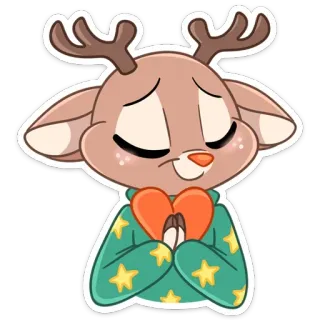 ☺️ 7874c53f 사슴, 만화, 동물, 귀여운, 카와이, 겨울, 크리스마스 telegram sticker