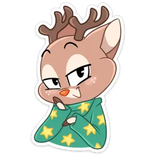 😊 a97fe604 순록, 동물, 귀여운, 스웨터, 만화, 별, 휴일, 크리스마스 telegram sticker