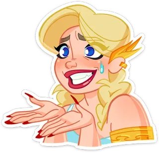 😔 285d7950 Kartun, Wanita, Pirang, Mengangkat bahu, Ekspresi, Bingung, Karakter, Stiker telegram sticker