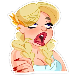 😫 90d14bed wanita, pirang, ekspresi, wajah, kartun telegram sticker