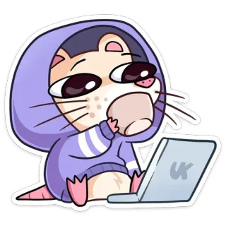 ☕️ 33040d69 Opossum, Ordinateur, Fatigué, Laptop, RonRon, Animal telegram sticker