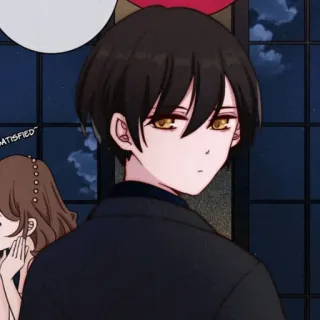 ⛓ 3122275f SATISFIED đàn ông, anime, chân dung, tóc nâu, sự hài lòng, webtoon telegram sticker