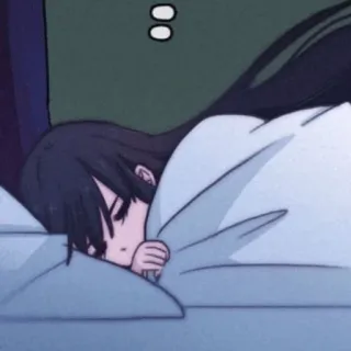 🍷 e074ff6c ngủ, anime, giường, chăn telegram sticker