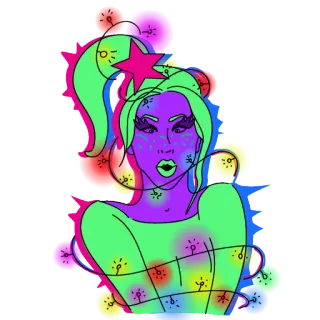 ⭐️ bdcdb1e9 mulher, ilustração, retrato, desenho, estrela whatsapp sticker