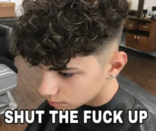 🤬 23aa6a2f SHUT THE FUCK UP adolescente, pelo rizado, ofensivo, cállate telegram sticker