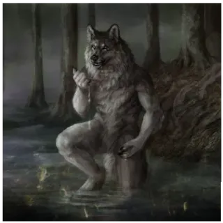 🌲 157475e0 manusia serigala, monster, hutan, makhluk, fantasi whatsapp sticker