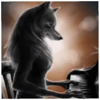 🥀 725e2c4a serigala, piano, hewan, antropomorfik, musik whatsapp sticker