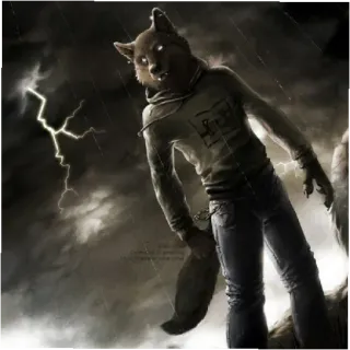 ⚡ 932be604 Furry, Manusia serigala, Badai, Petir, Fantasi whatsapp sticker