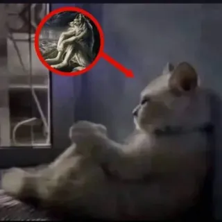 😞 a76d030e kucing, berpikir, seni, patung whatsapp sticker