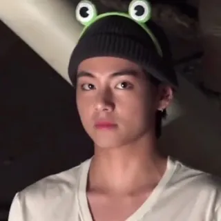 🐯 174a49eb 男人, 韩流, V, 金泰亨, 可爱, 青蛙 telegram sticker