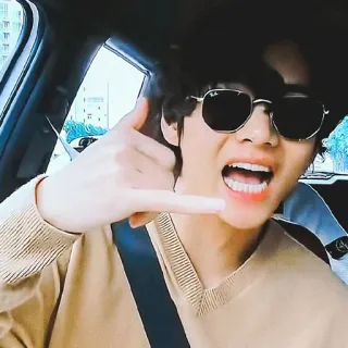 🐯 f4e61893 人, 太阳镜, 打电话给我, 驾驶, 安全带 telegram sticker