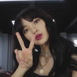 🐈 98bbce08 woman, person, peace, gesture, cute telegram sticker