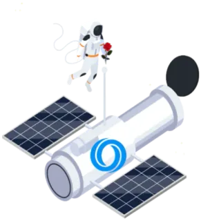 😎 117618cd Astronaut, Weltraum, Blume, Satellit, Weltall, Isometrisch, Rose telegram sticker