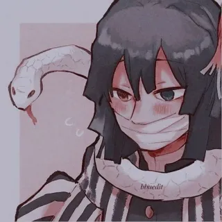 🐍 af7f102d Obanai Iguro Demon Slayer アニメ, 鬼滅の刃, 伊黒小芭内, 伊黒, 蛇, キャラクター, イラスト whatsapp sticker