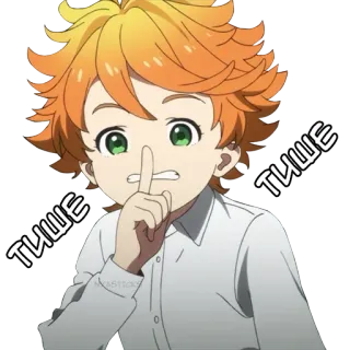 🤫 4311fb43 Emma The Promised Neverland ТИШЕ Anime, Emma, The Promised Neverland, Psst, Leise, Finger an Lippen telegram sticker