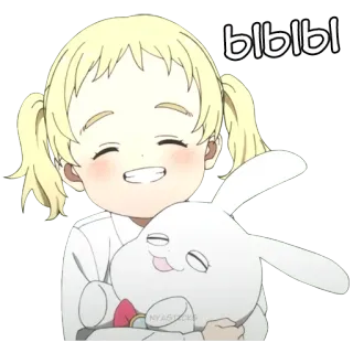 😅 fb04ca4a ыыыы süß, Mädchen, Hase, Cartoon, Lächeln, Kind telegram sticker