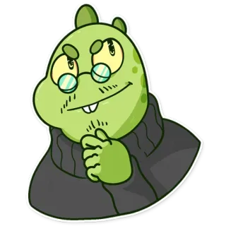 🙄 69e83536 Hoạt hình, Nhân vật, Xanh lá, Kính, Áo len, Âm mưu telegram sticker