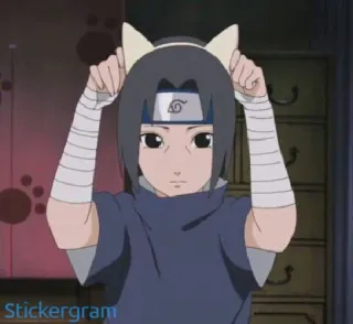 😻 e941997f Itachi Uchiha Naruto Stickergram аниме, Наруто, Итачи, Учиха, кошачьи ушки, мультфильм telegram sticker