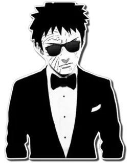 😎 1b3b4ae6 Obito Uchiha Naruto anime, manga, obito uchiha, naruto, character, suit, sunglasses telegram sticker
