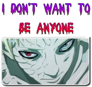 👿 6eeee50d Obito Uchiha I DON'T WANT TO BE ANYONE anime, Obito, Uchiha, Naruto telegram sticker