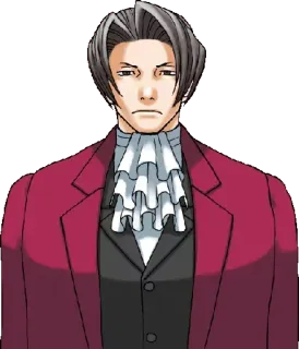🙁 96234758 Miles Edgeworth Ace Attorney pengacara, ahli hukum, jaksa, serius, permainan whatsapp sticker
