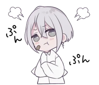 🍙 327a3949 ぷん 애니메이션, 화난, 뾰루퉁, 귀여운, 스티커, 일본어 telegram sticker