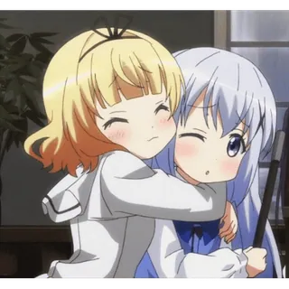 🫂 df8e89a1 anime, cute, girls, friends, hugging, kawaii telegram sticker