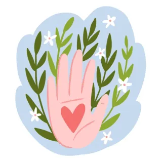 ❤ 001ea216 main, coeur, amour, floral, feuilles, fleurs, autocollant, paix telegram sticker