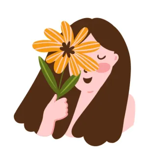 🌸 1b249ae3 femme, fleur, paix, bonheur, fille, brune, nature telegram sticker