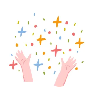 ✨ 2805e398 fête, mains, étoiles, confettis, party, étincelle, fun, joie telegram sticker